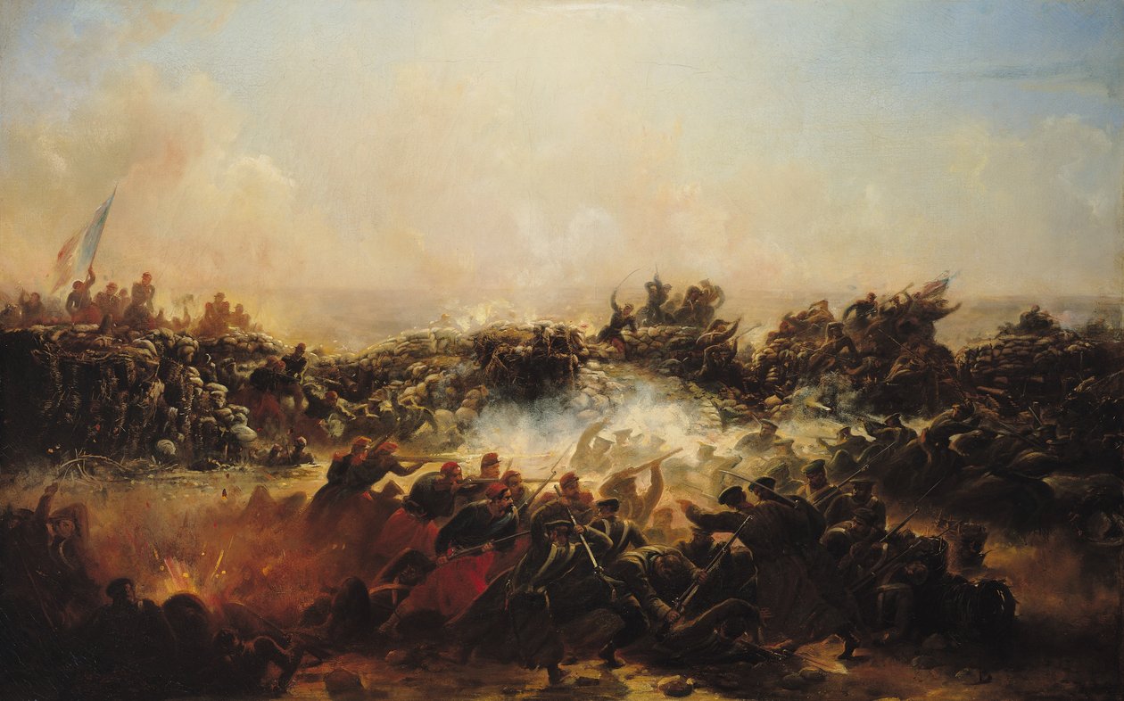 The Battle of Sebastopol, Right Hand Section of Triptych by Jean Charles Langlois