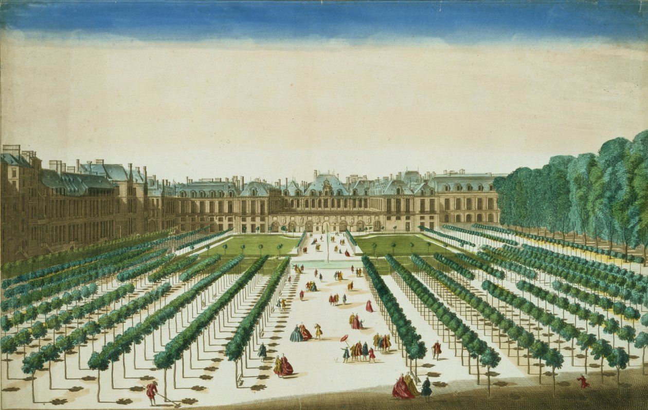 View and Perspective of the Palais Royal from the Garden Side, engraved by Antoine Aveline by Jean Chaufourier