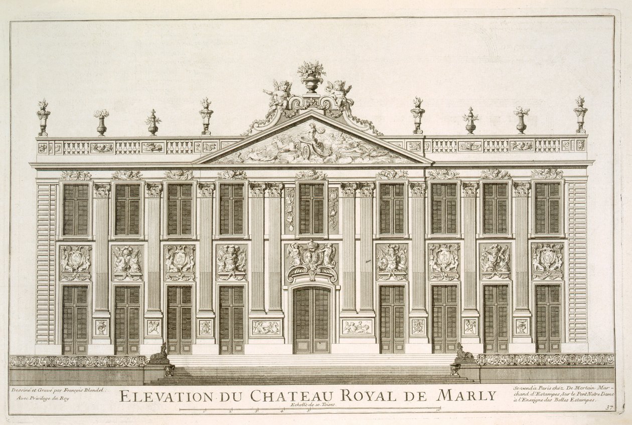 Elevation of The Royal Chateau at Marly by Jean Francois Blondel