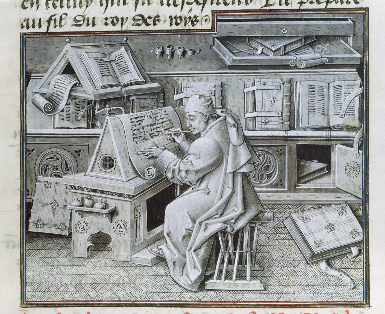 The Copyist Jean Mielot Working in His Scriptorium, from 