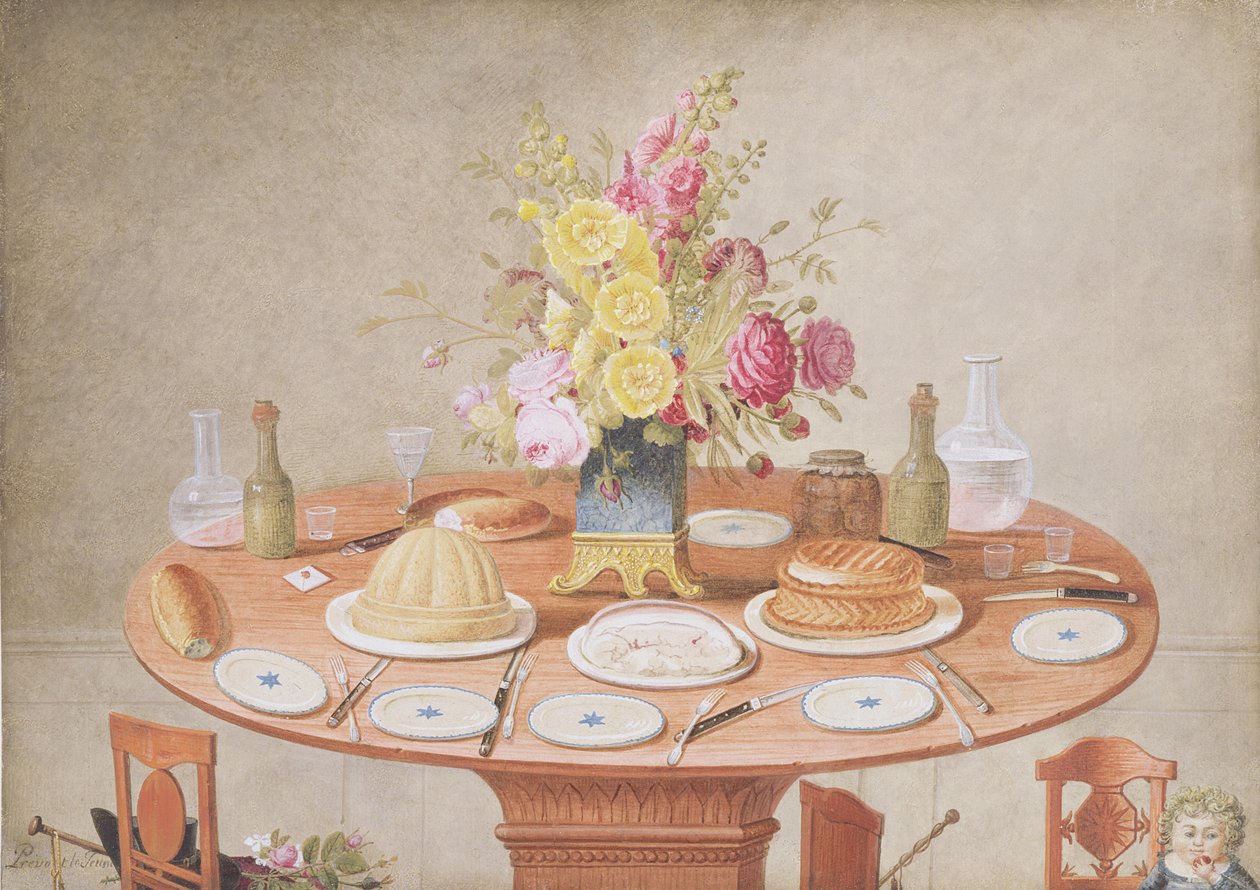 Still Life with a Vase of Flowers on a Table Set for a Meal, c.1810 by Jean Louis Prevost