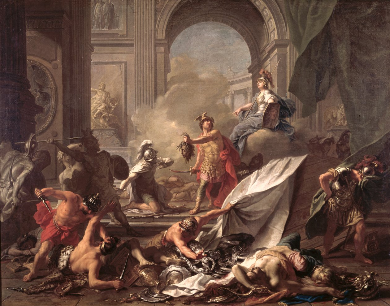 Perseus, under the Protection of Minerva, Turns Phineus to Stone by Brandishing the Head of Medusa by Jean Marc Nattier
