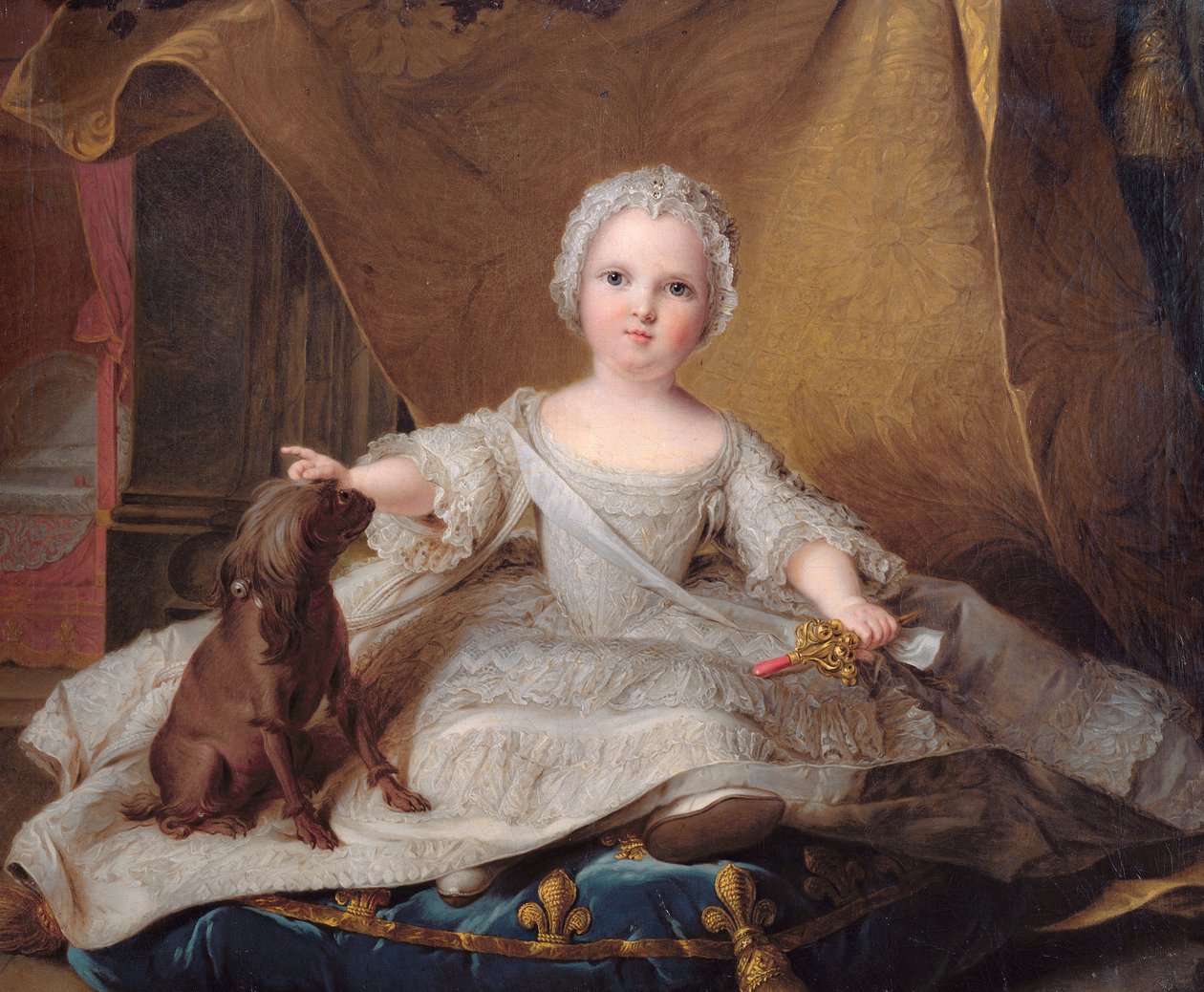 Portrait of Marie-Zephyrine (1750-55) of France with Her Dog, 1751 by Jean Marc Nattier