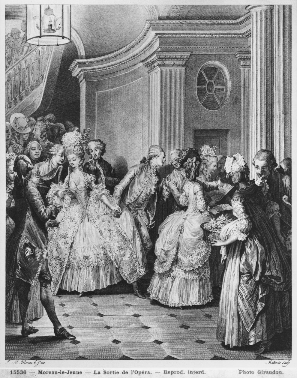 Coming Out of the Opera, engraved by Georges Malbeste by Jean Michel the Younger Moreau