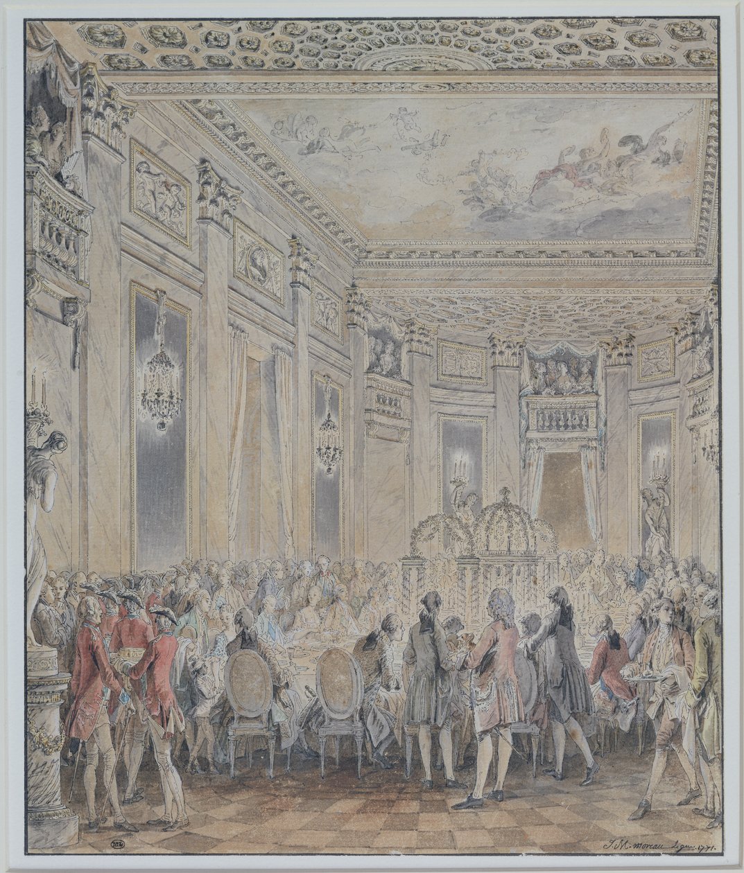 Feast given by Madame du Barry for Louis XV on 2nd September 1771 at the inauguration of the Pavillon at Louveciennes, 1771 by Jean Michel the Younger Moreau