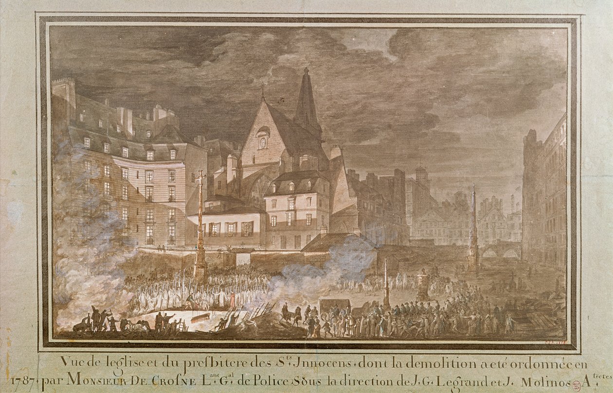 View of the Presbytery and Eglise des Saints-Innocents During Demolition, 1787 by Jean Nicolas Sobre