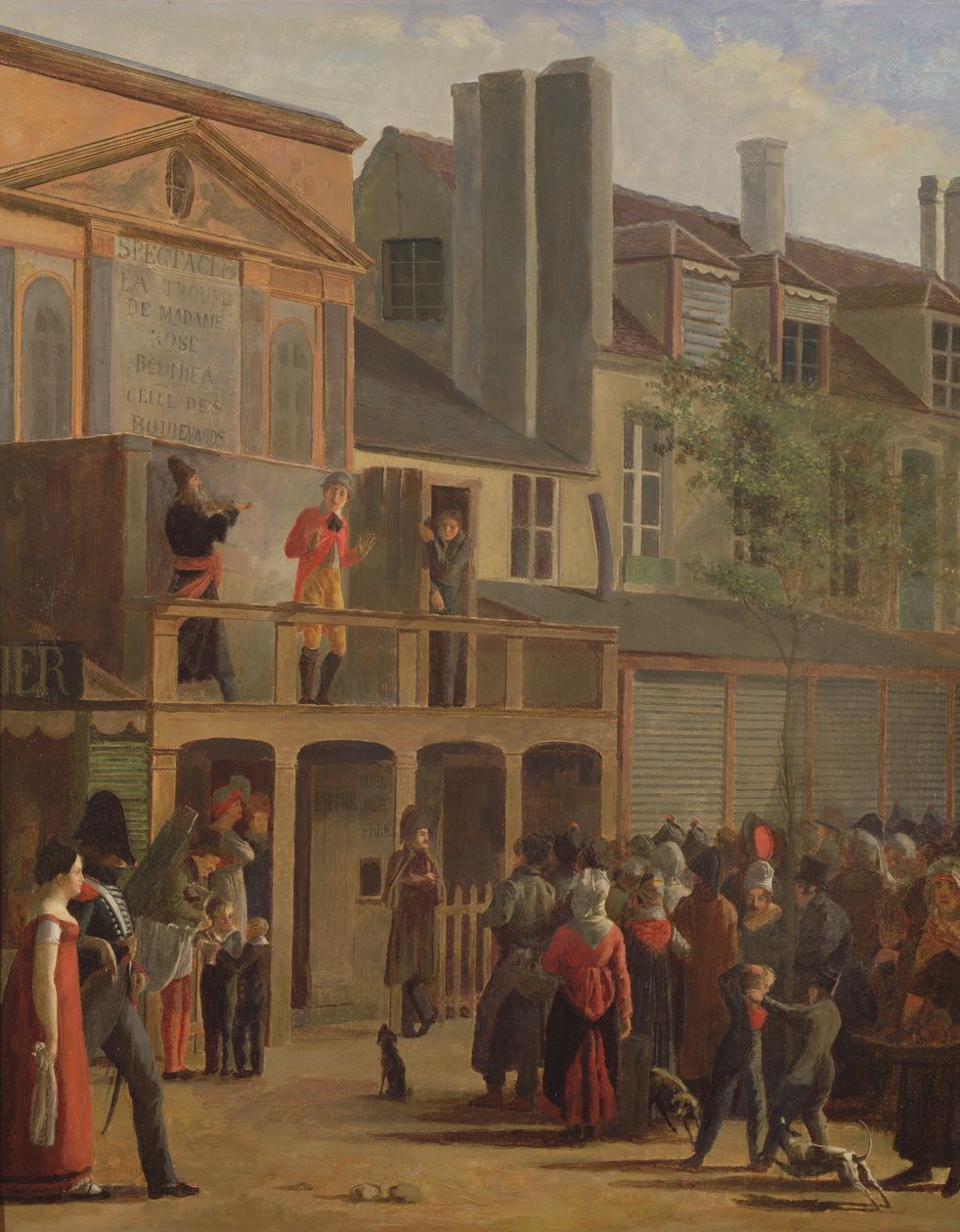Street Theatre Performance of Bobeche and Galimafre, c.1820 by Jean Roller