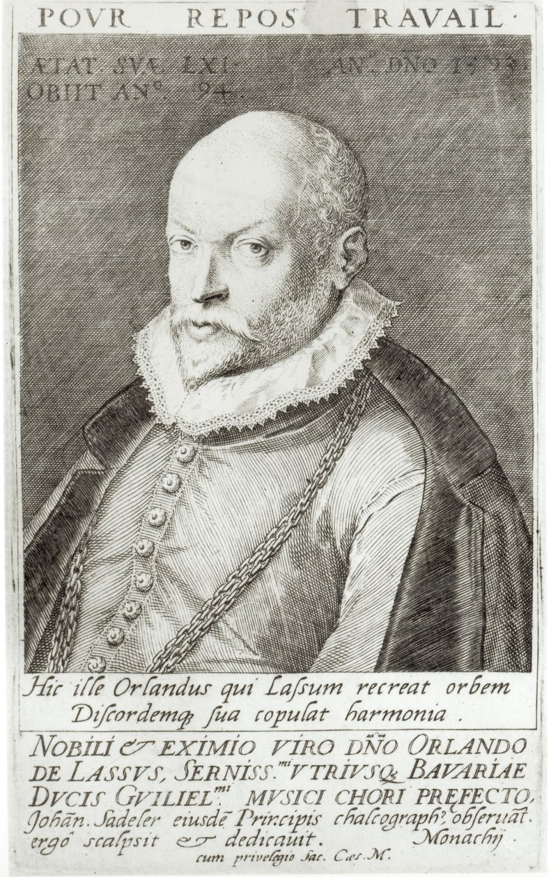 Portrait of Roland de Lassus by Jean or Johann Sadeler