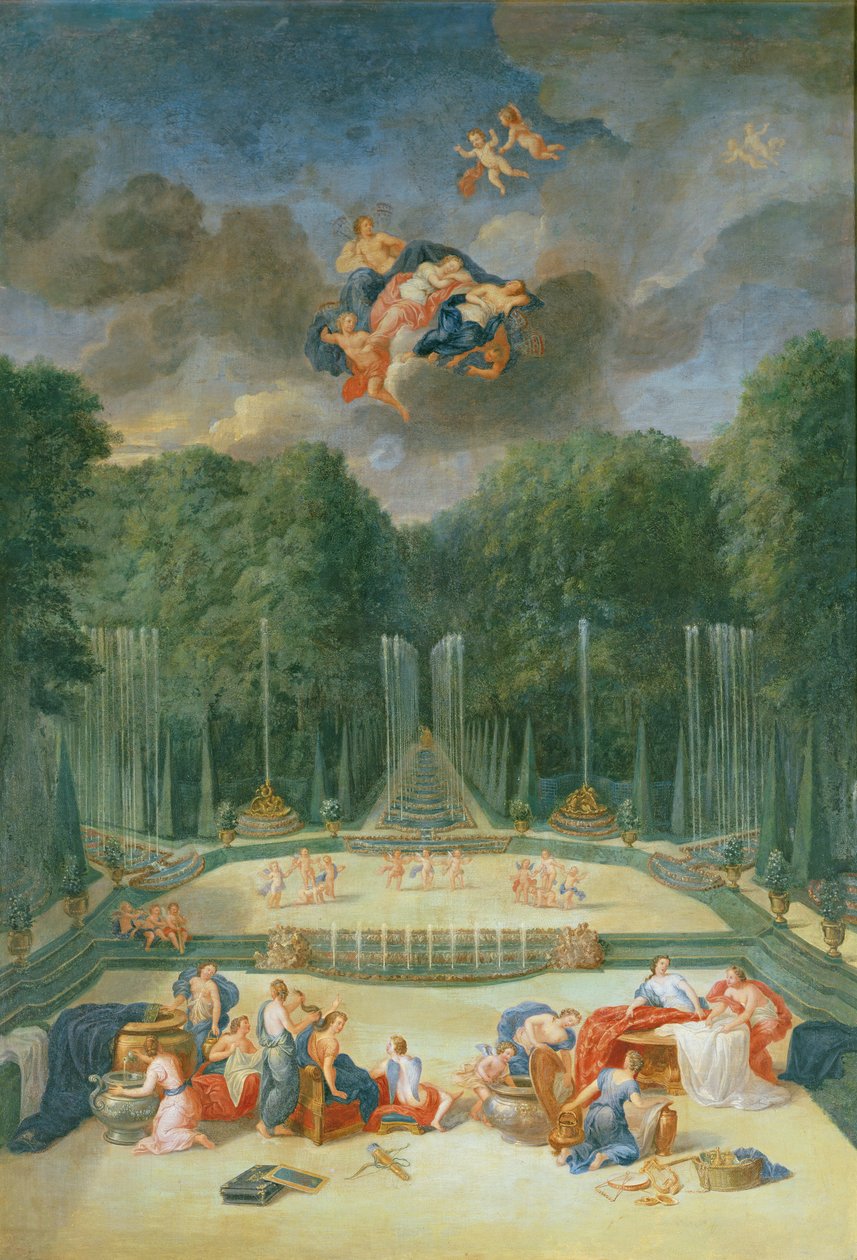 The Groves of Versailles. View of the Theatre of Water with Nymphs waiting to receive Psyche by Jean the Younger Cotelle