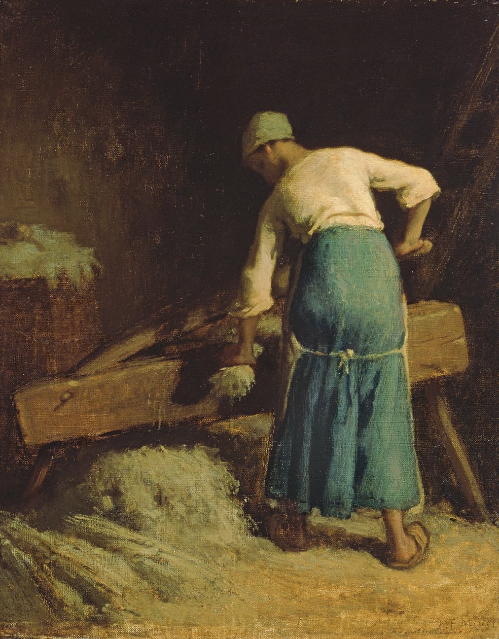 Breaking Flax by Jean Francois Millet