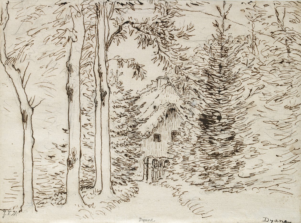 Path Through Woods to a Thatched House, 1866 by Jean Francois Millet