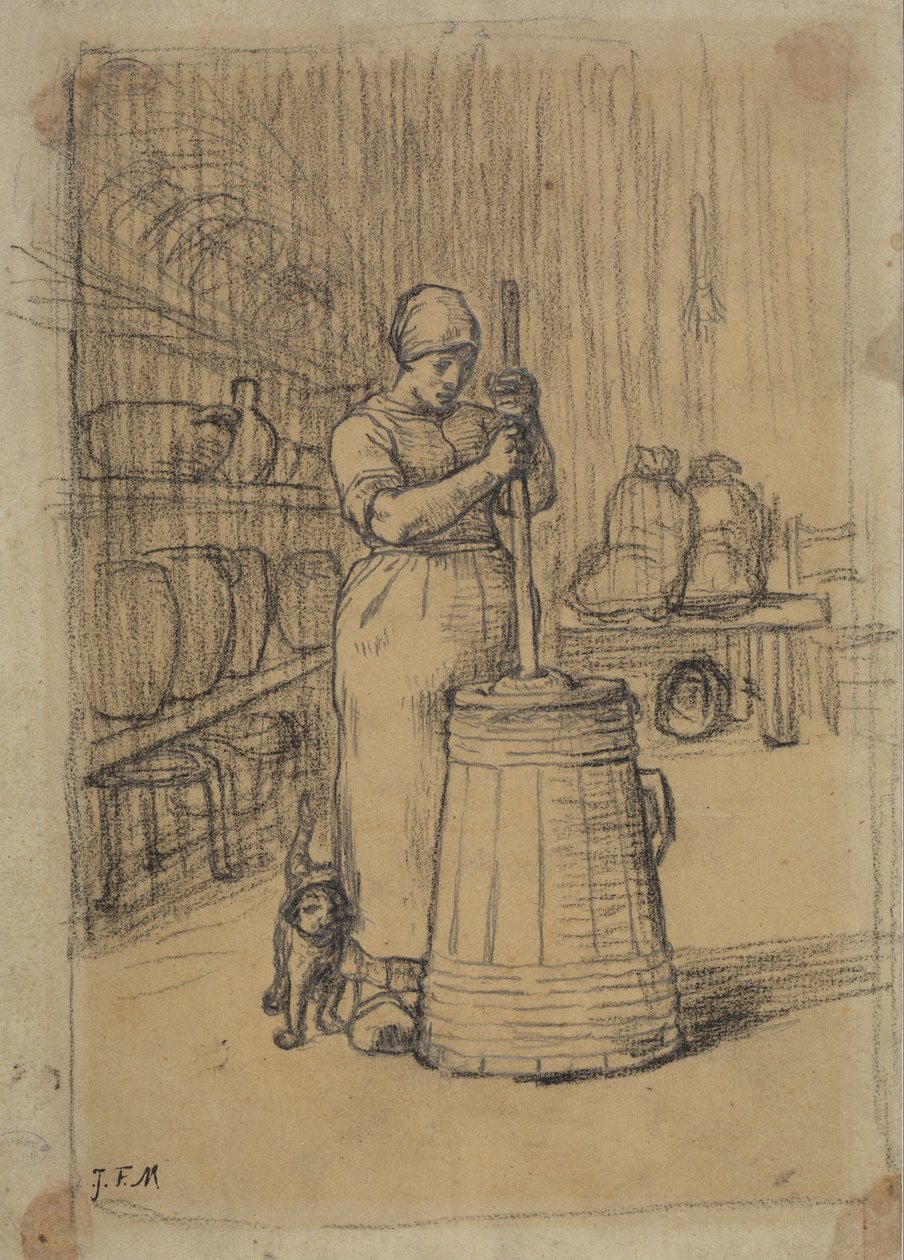 Study for Woman Churning Butter by Jean Francois Millet