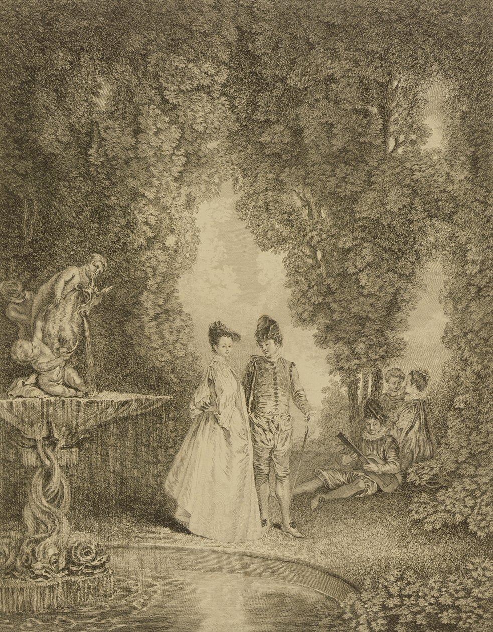 The Cascade by Jean Antoine Watteau
