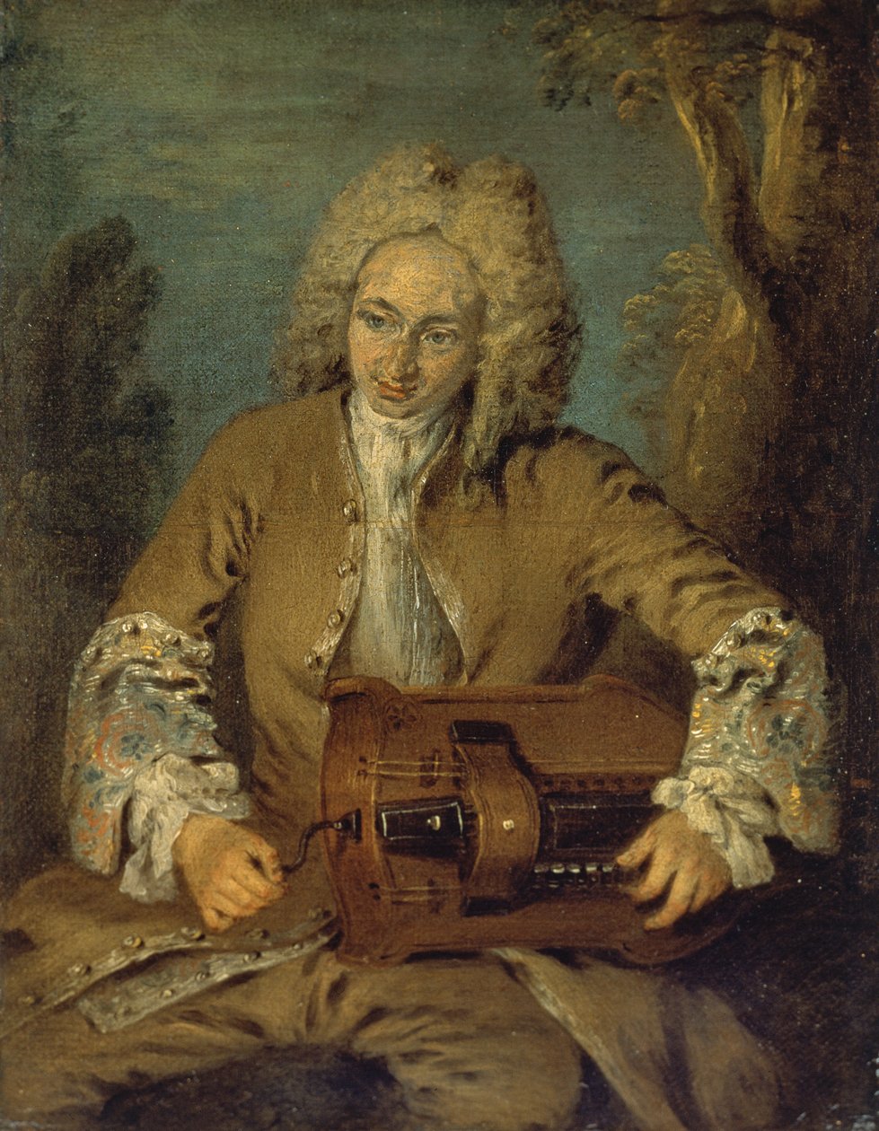 Man Playing a Hurdy-Gurdy by Jean Antoine Watteau