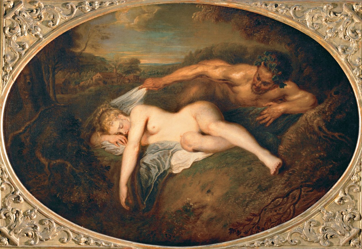 Nymph and Satyr by Jean Antoine Watteau