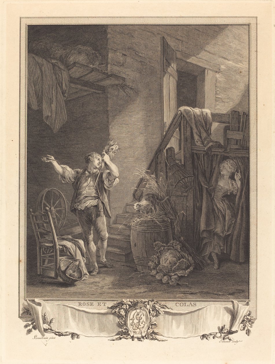 Rose and Colas by Jean Baptiste Blaise Simonet after Pierre Antoine Baudouin