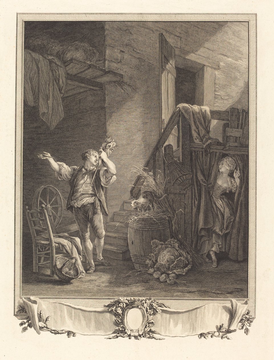 Rose and Colas by Jean Baptiste Blaise Simonet after Pierre Antoine Baudouin