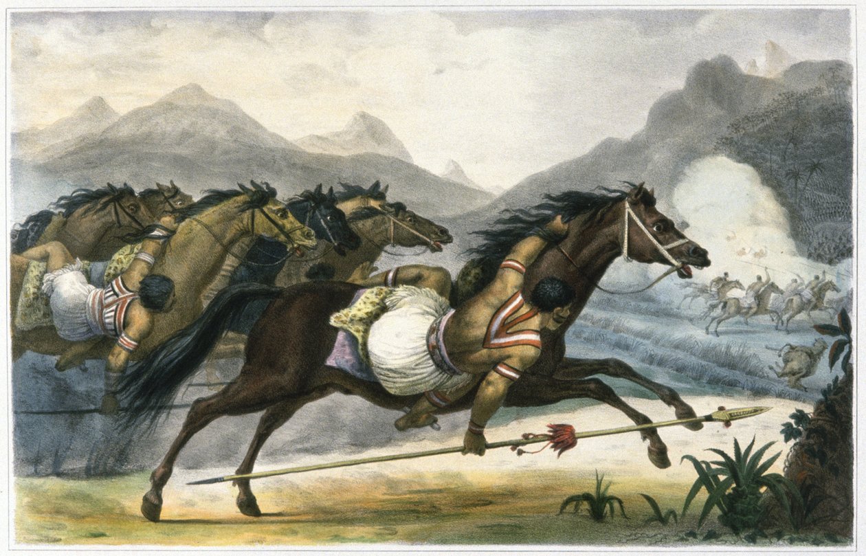 Charge of Cuangurus Indians by Jean Baptiste Debret
