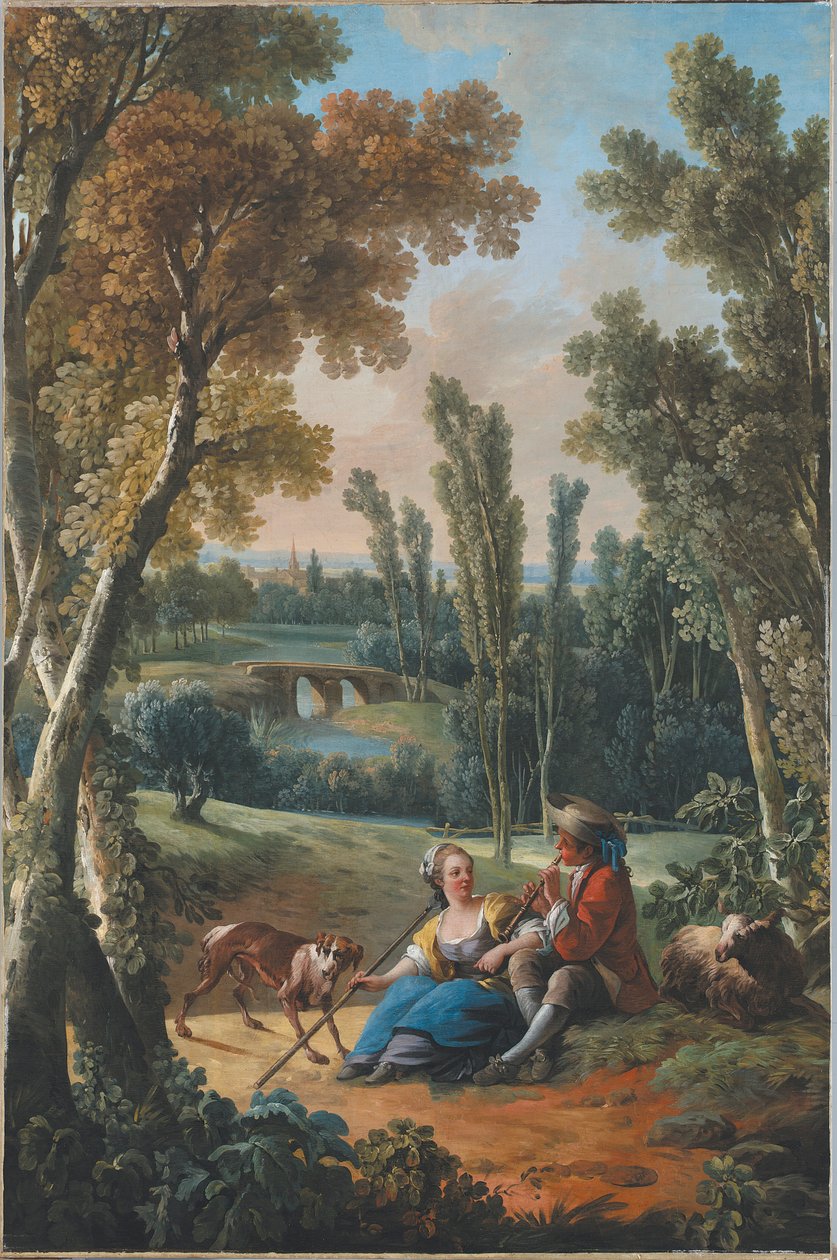 The Flute Lesson by Jean Baptiste Huet