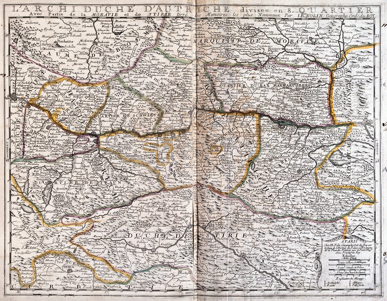 Map of Austria by Jean Baptiste Nolin