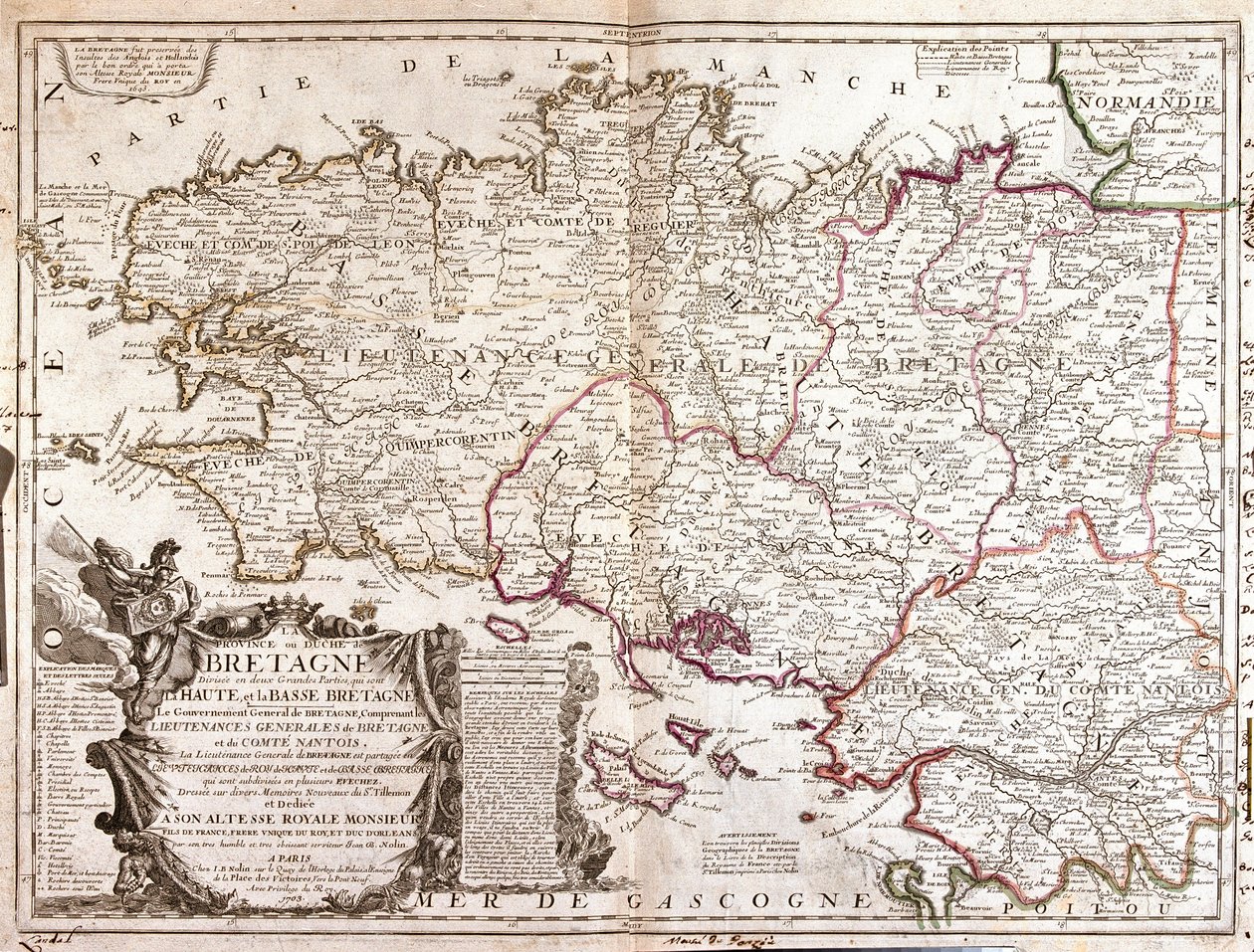 Map of Brittany by Jean Baptiste Nolin