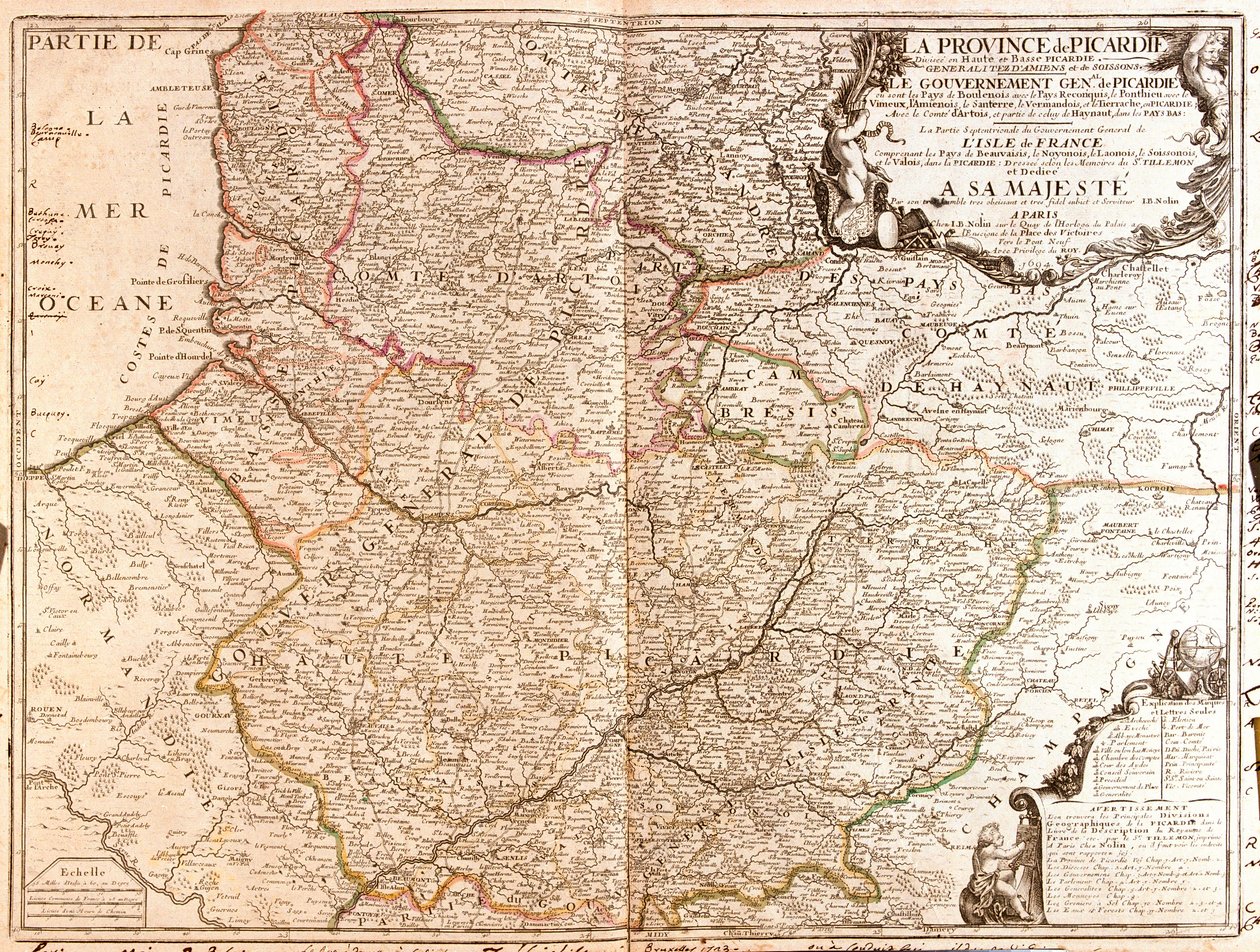 Map of Picardy (France) by Jean Baptiste Nolin