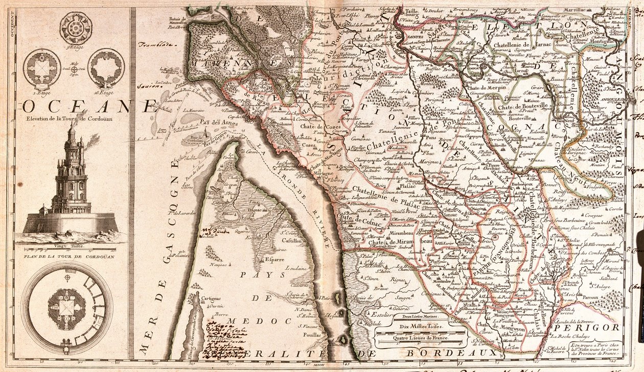 Map of Aquitaine (France) by Jean Baptiste Nolin