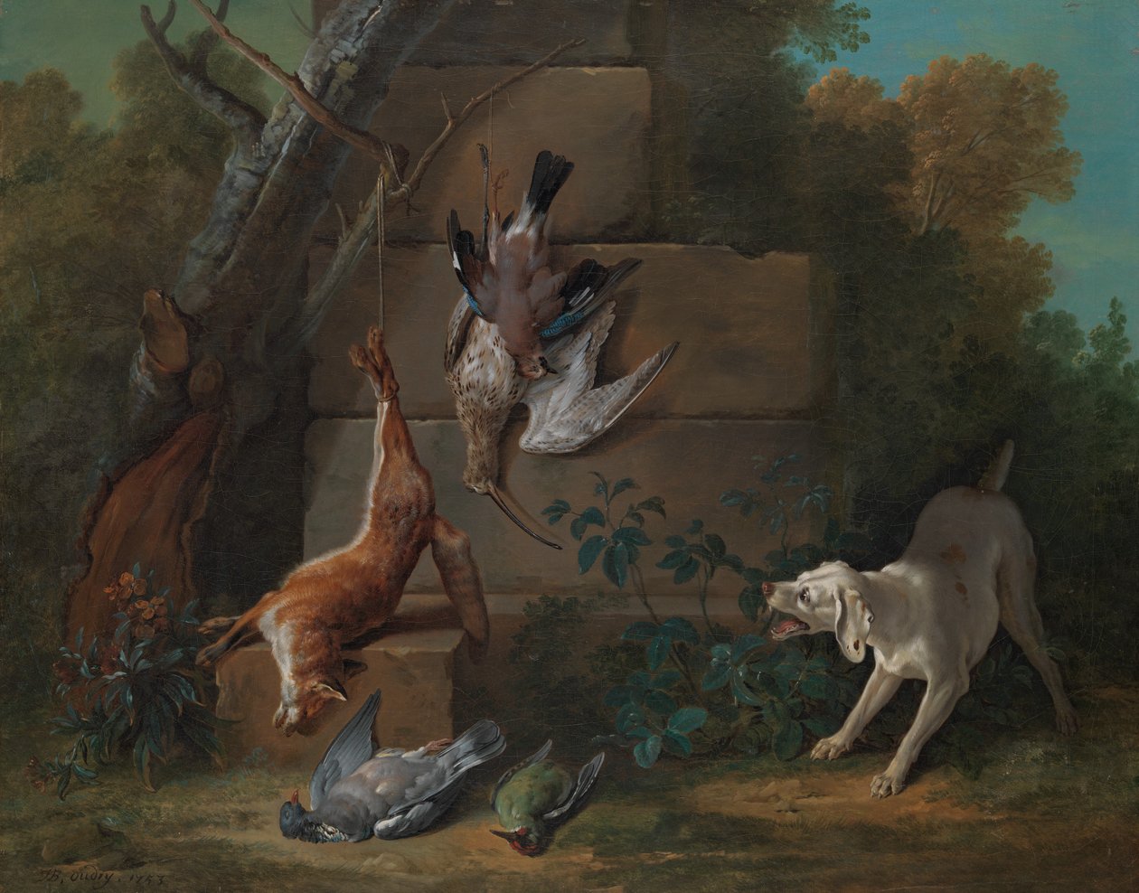Dog Guarding Dead Game by Jean Baptiste Oudry