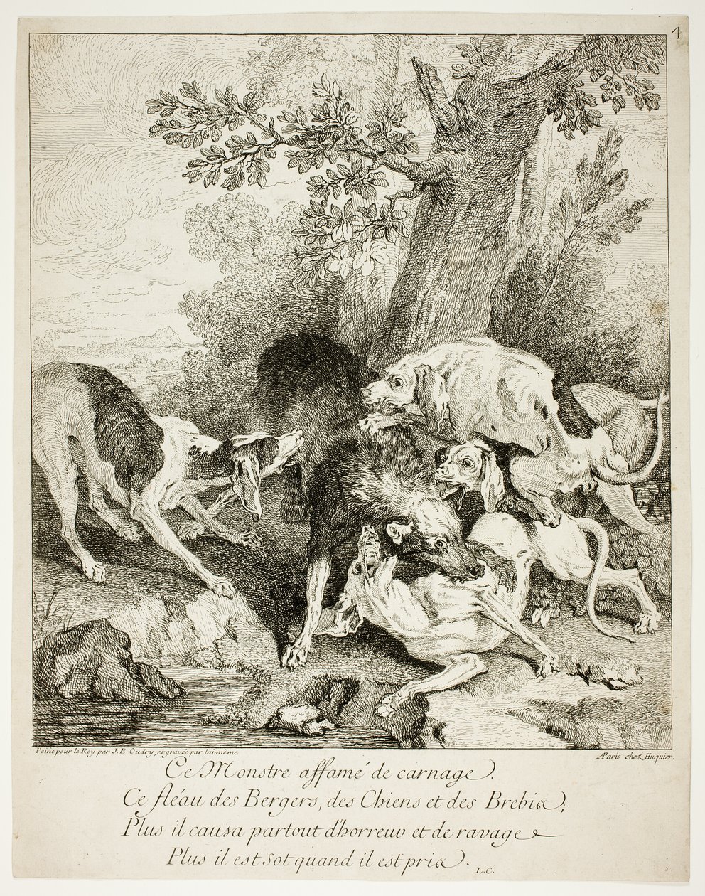 The Wolf at Bay by Jean Baptiste Oudry