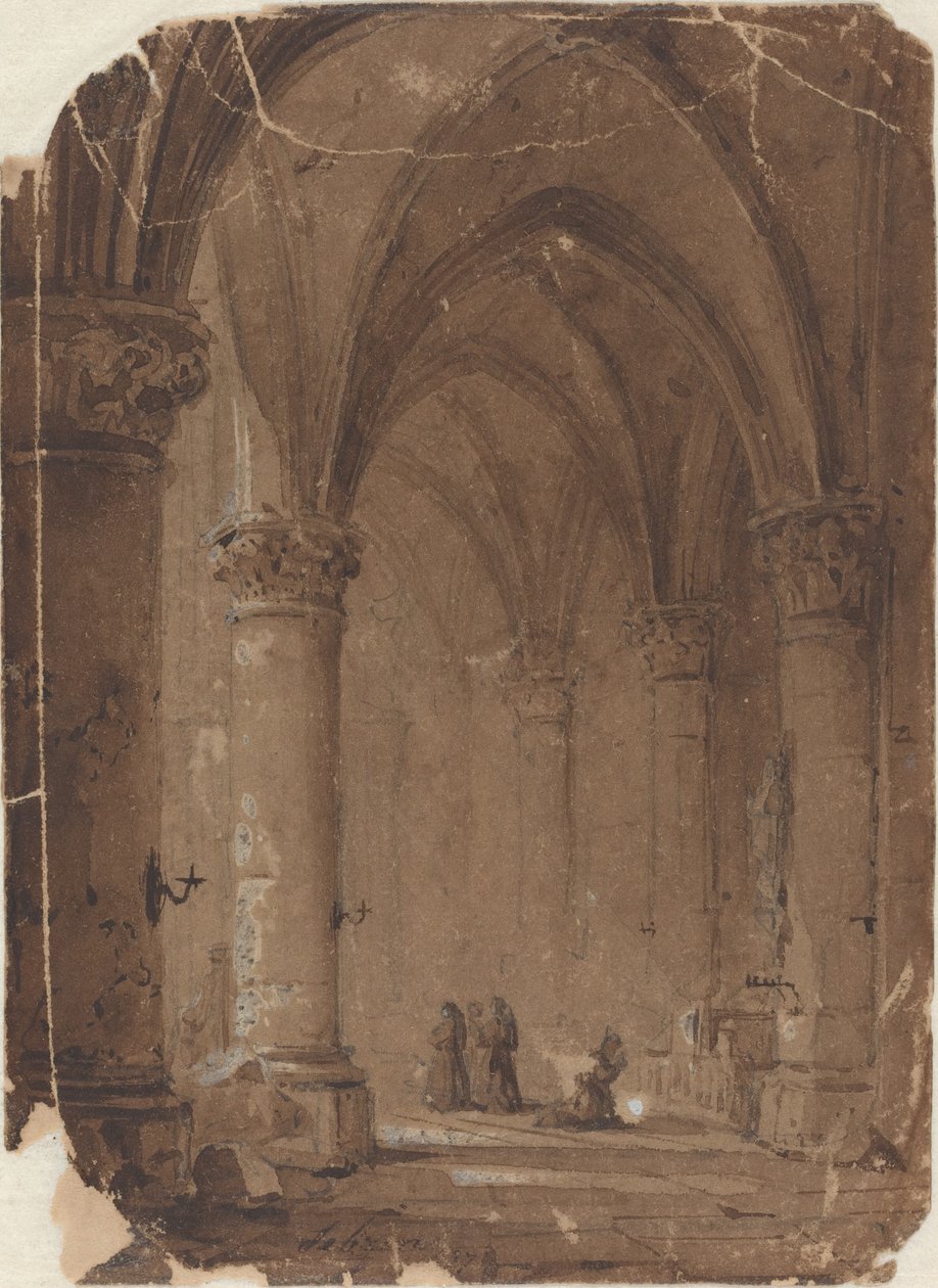 Monks in a Cathedral by Jean Baptiste Pierre Le Brun