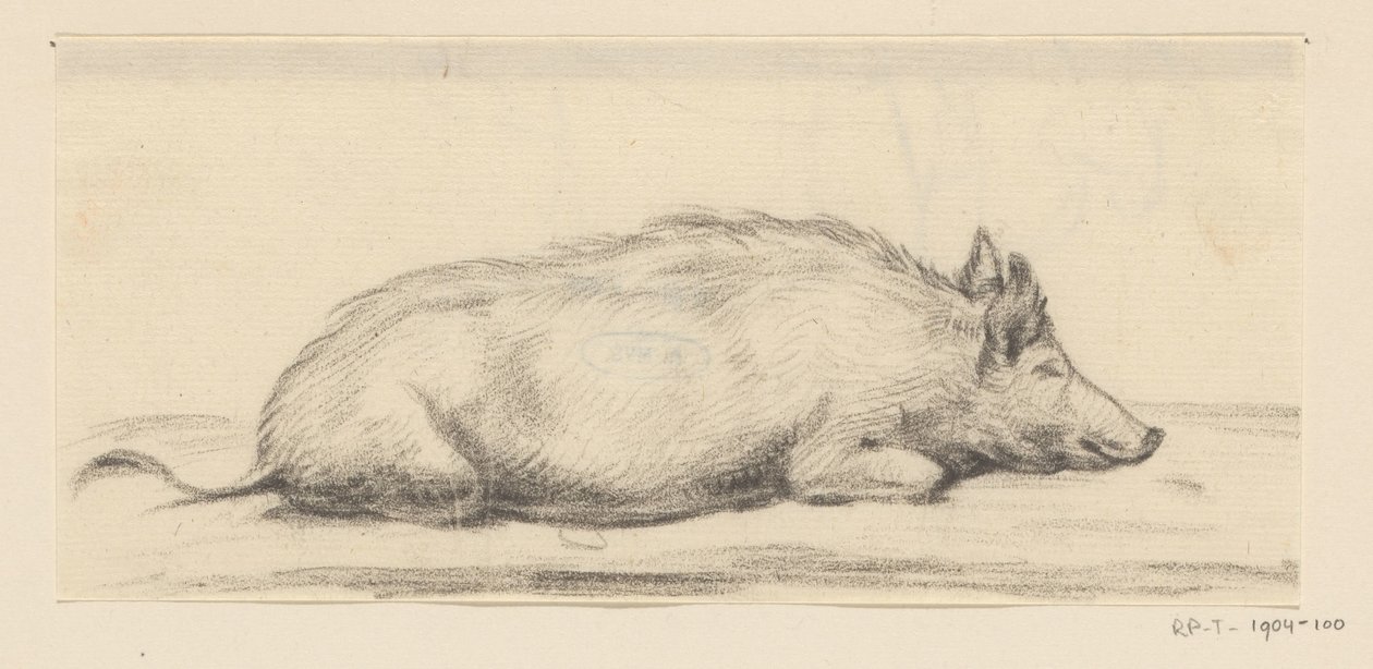 Lying Pig, Facing Right by Jean Bernard