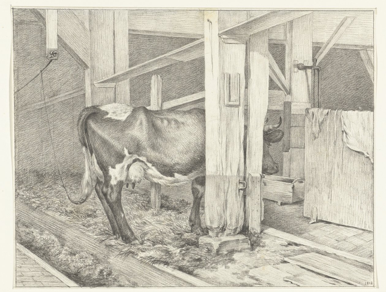 Standing Cow in a Stable, Facing Right by Jean Bernard