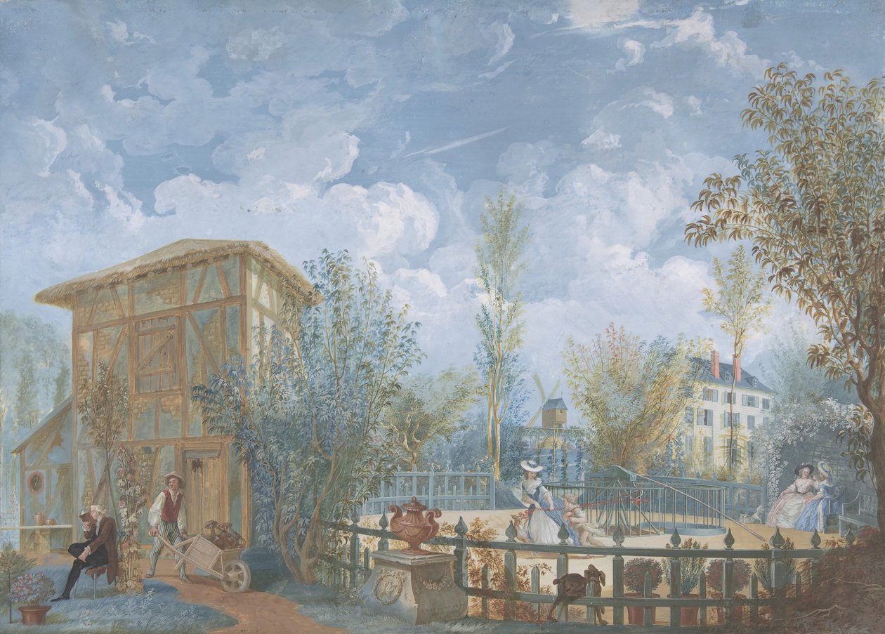 Figures in a Garden by Jean Démosthène Dugourc
