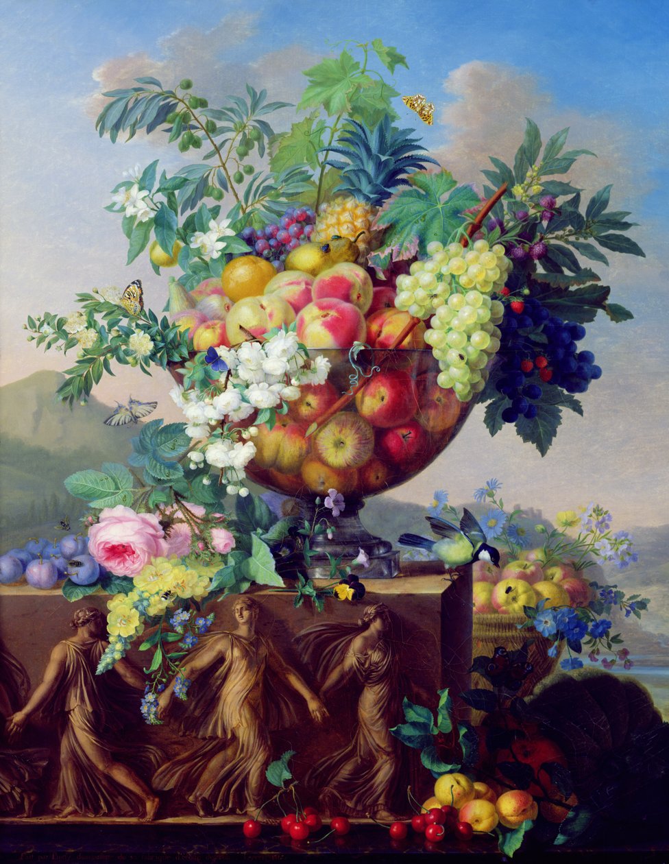 Coupe with Flowers and Fruit by Jean Francois Bony