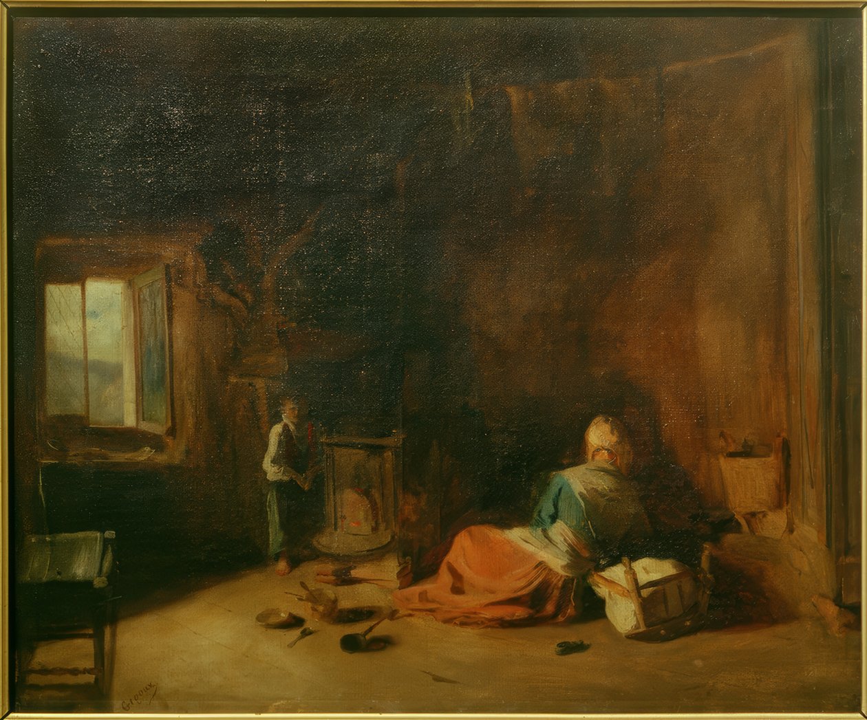 Peasant Interior by Jean Francois Gigoux