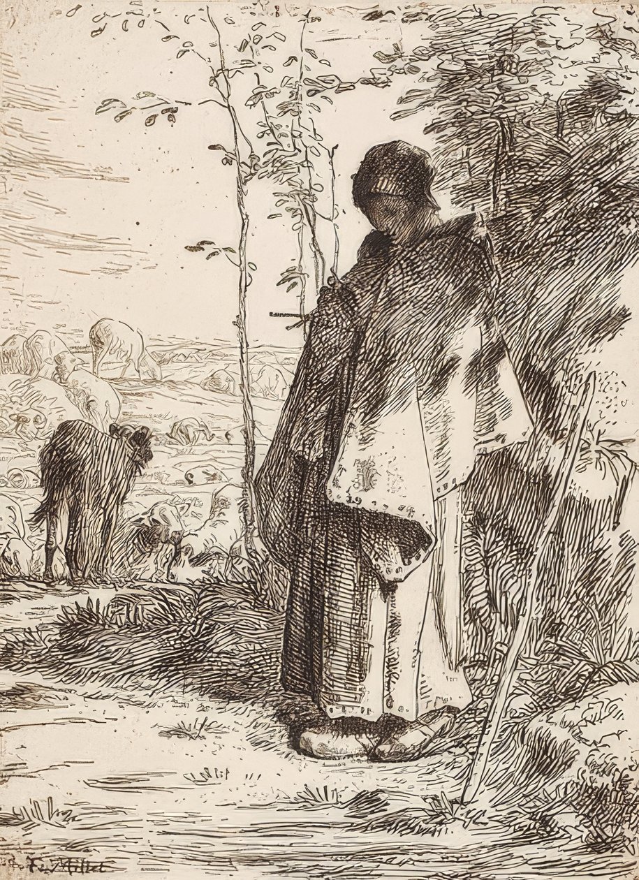The Shepherdess by Jean Francois Millet