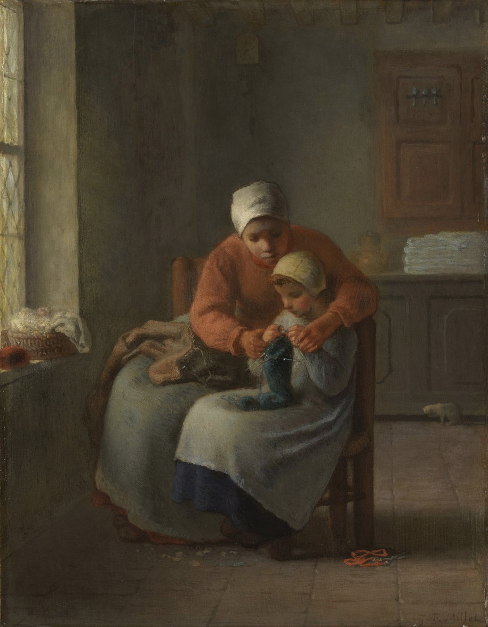 The Knitting Lesson by Jean Francois Millet