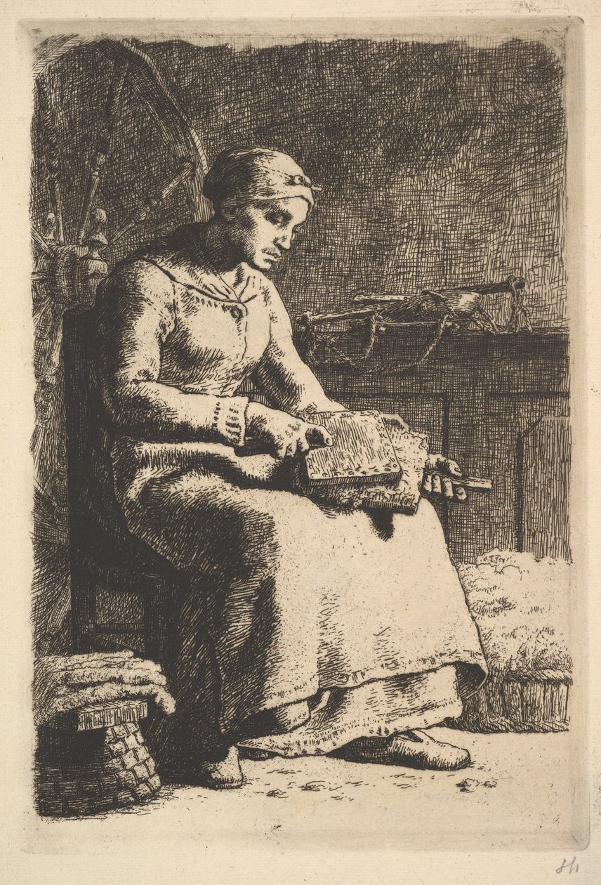 The Wool Carder by Jean Francois Millet