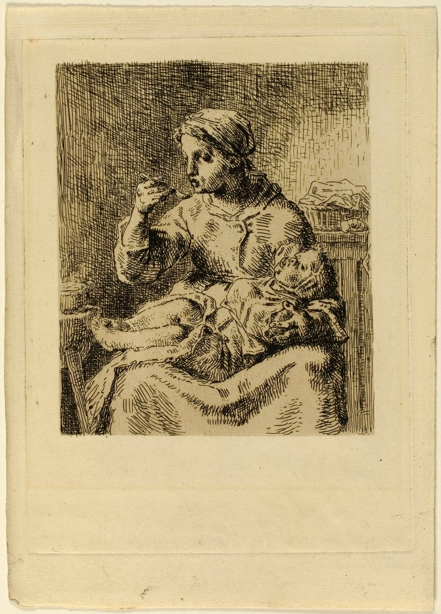 Woman Feeding Her Child by Jean Francois Millet