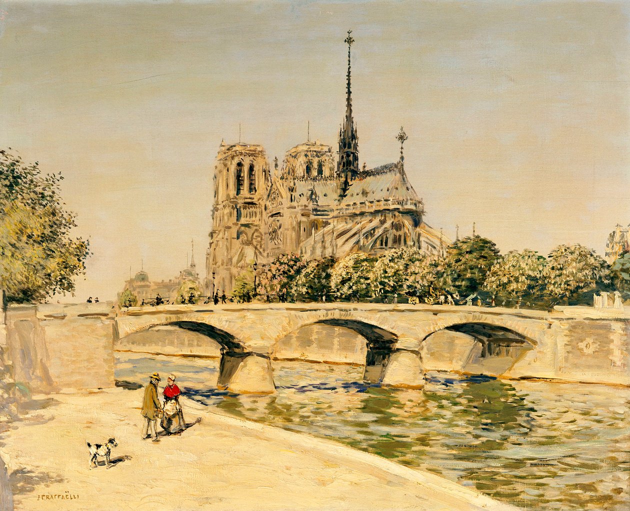 Notre Dame and the Seine by Jean Francois Raffaelli