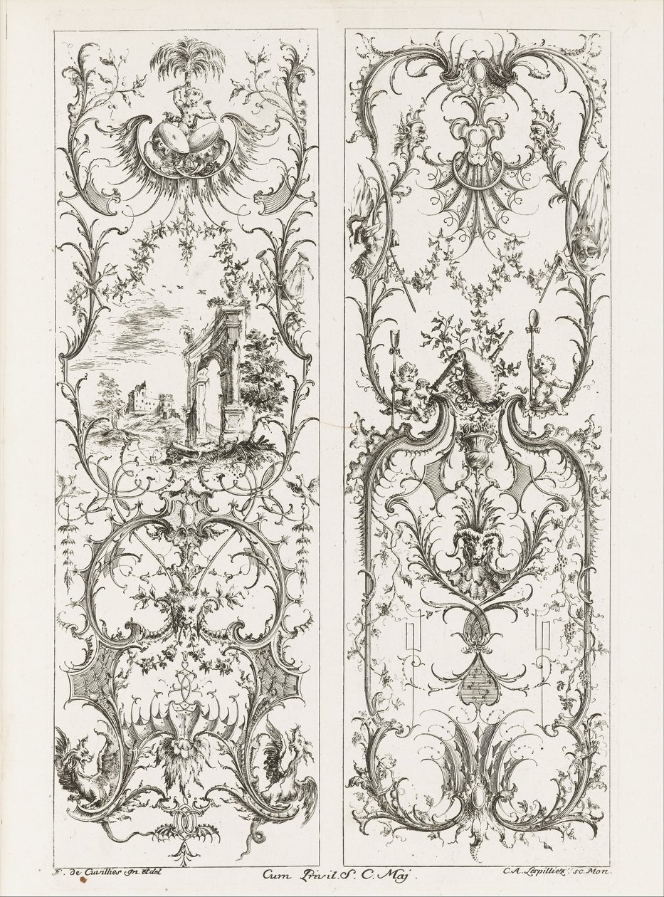 Two Upright Panels by Jean François Cuvilliés