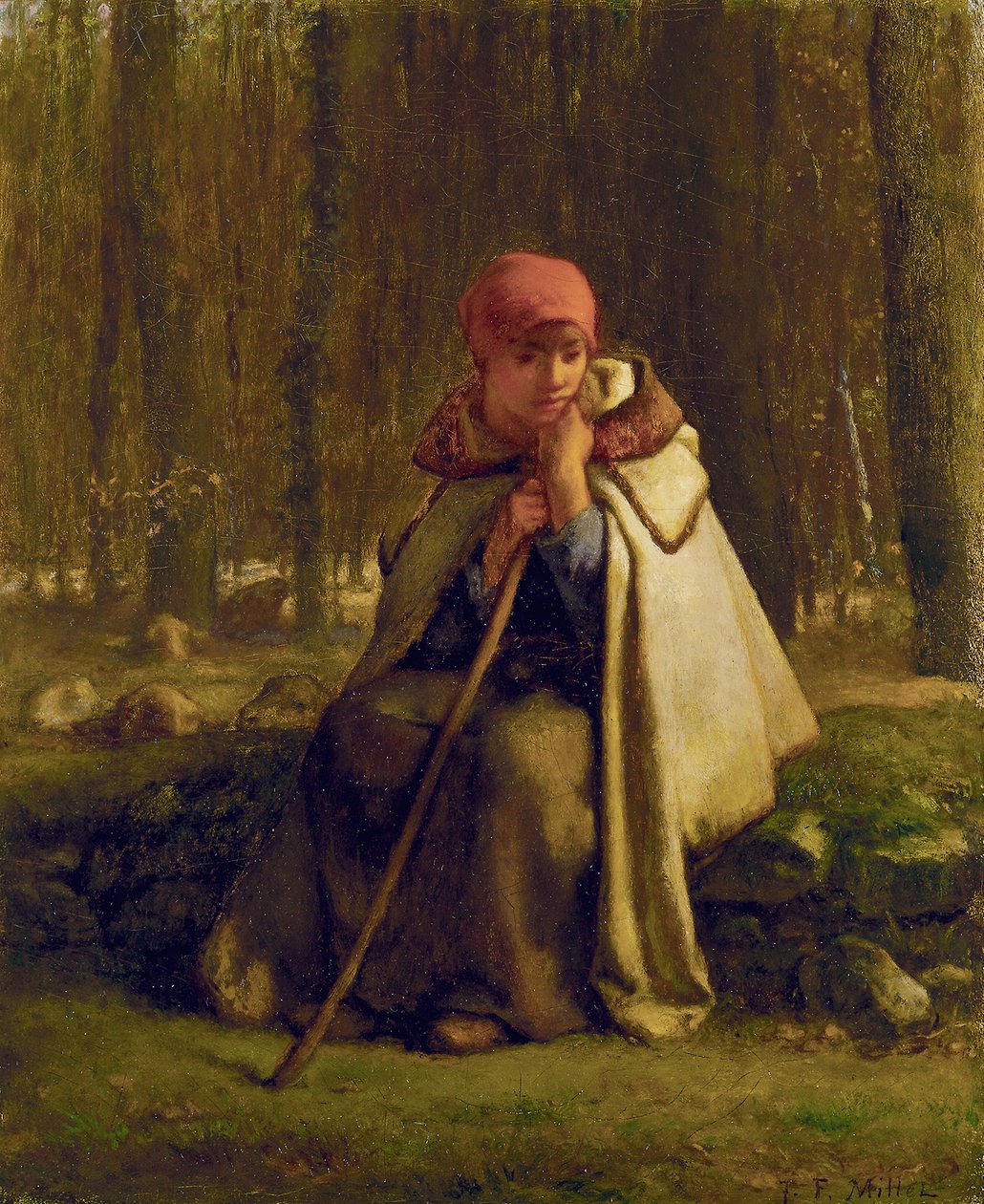 Seated Shepherdess by Jean Francois Millet