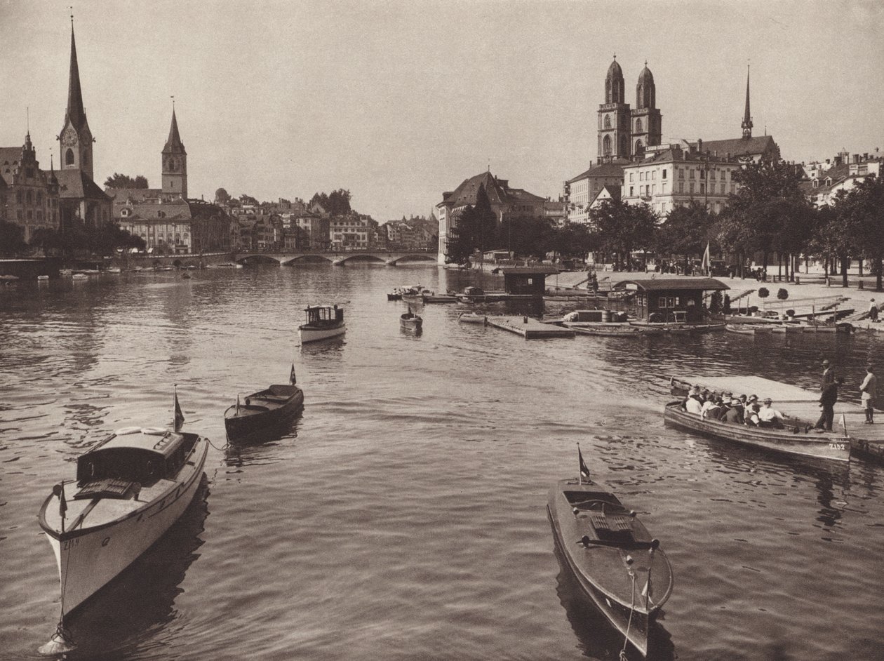 Switzerland: Zurich from the Quaibrucke by Jean Gaberell