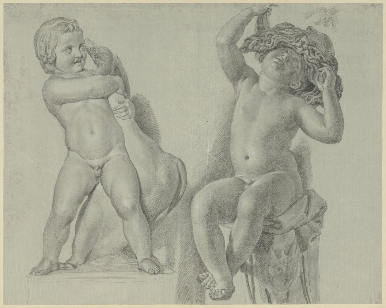 Two Studies of Sculptures of Children by Jean Grandjean