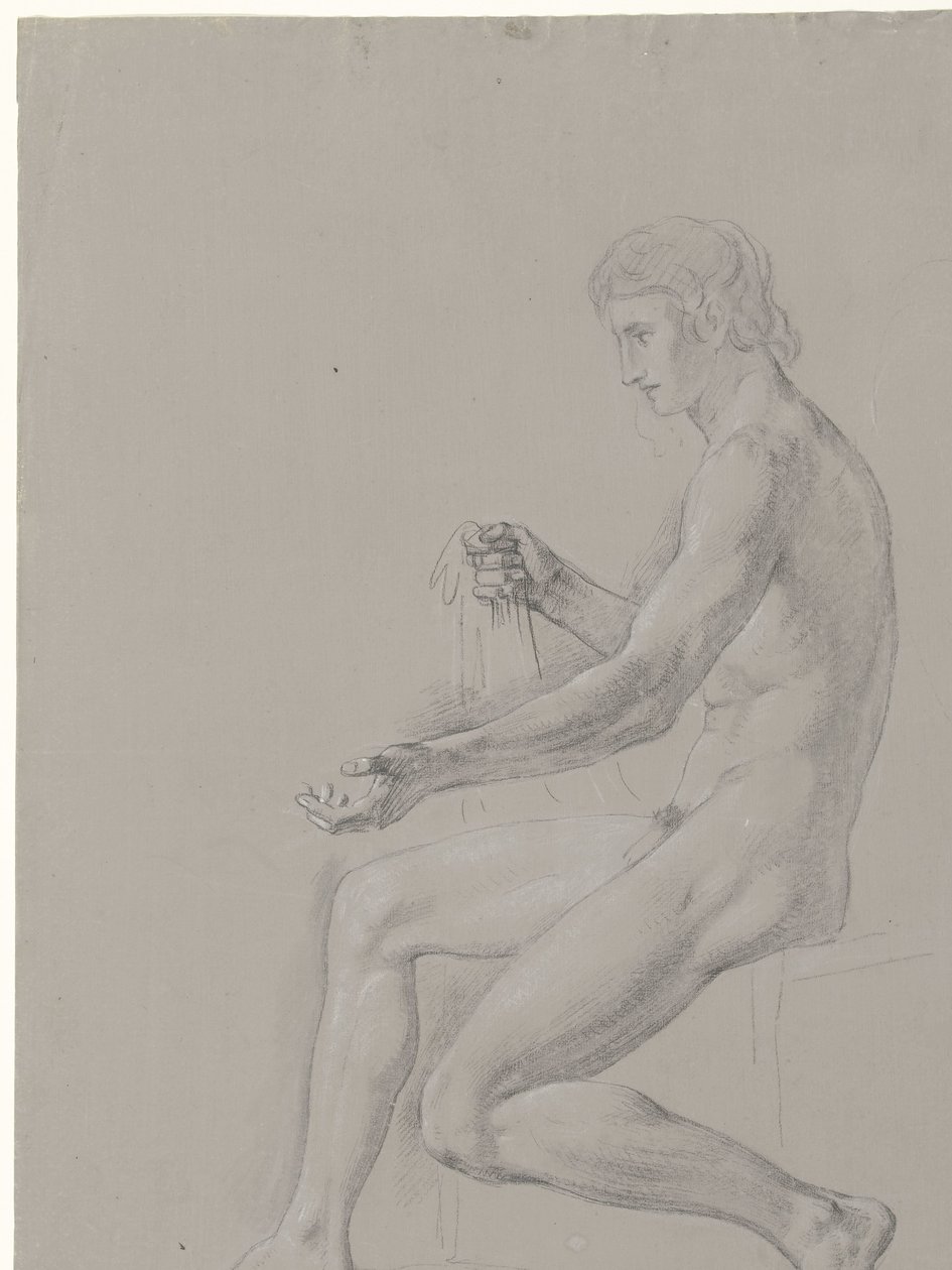 Seated Male Nude, Facing Left by Jean Grandjean