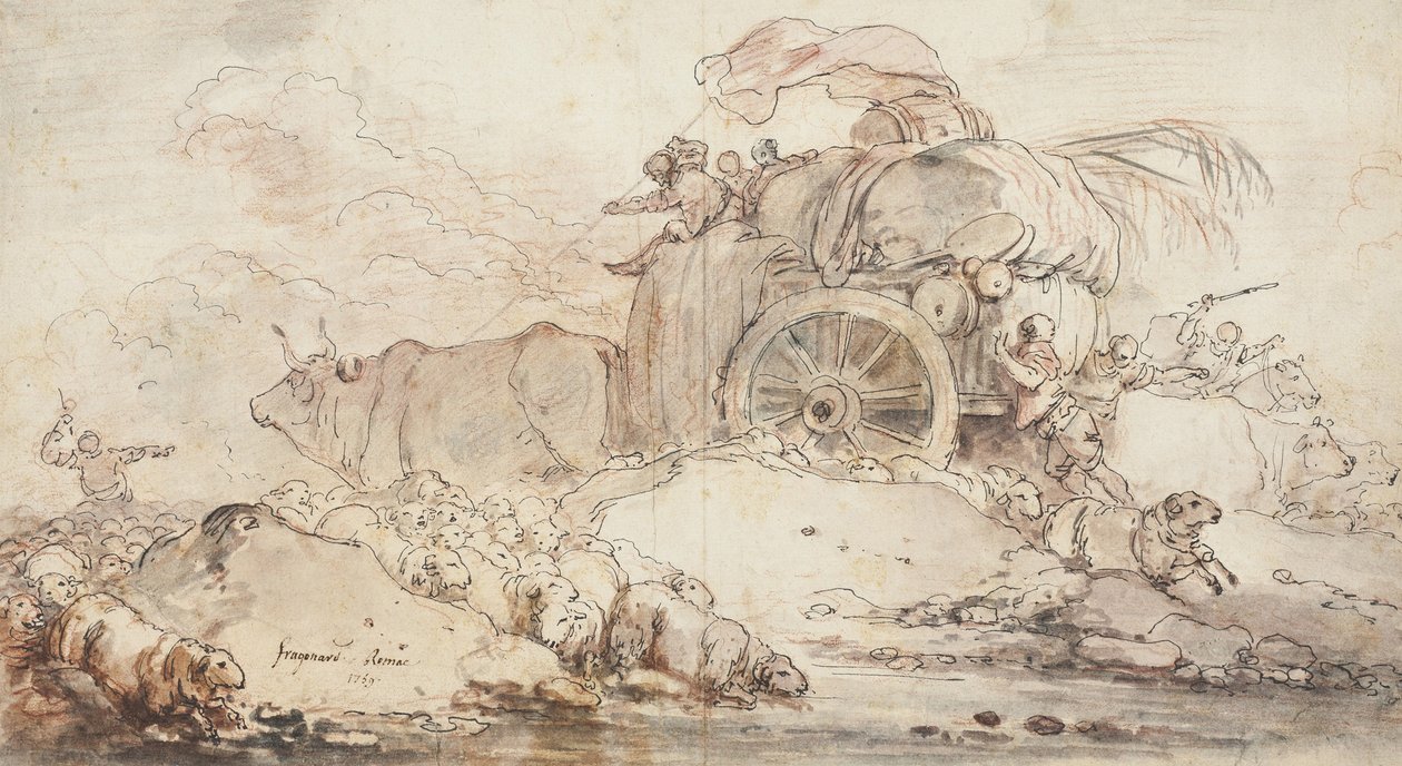 The Stalled Cart by Jean Honore Fragonard