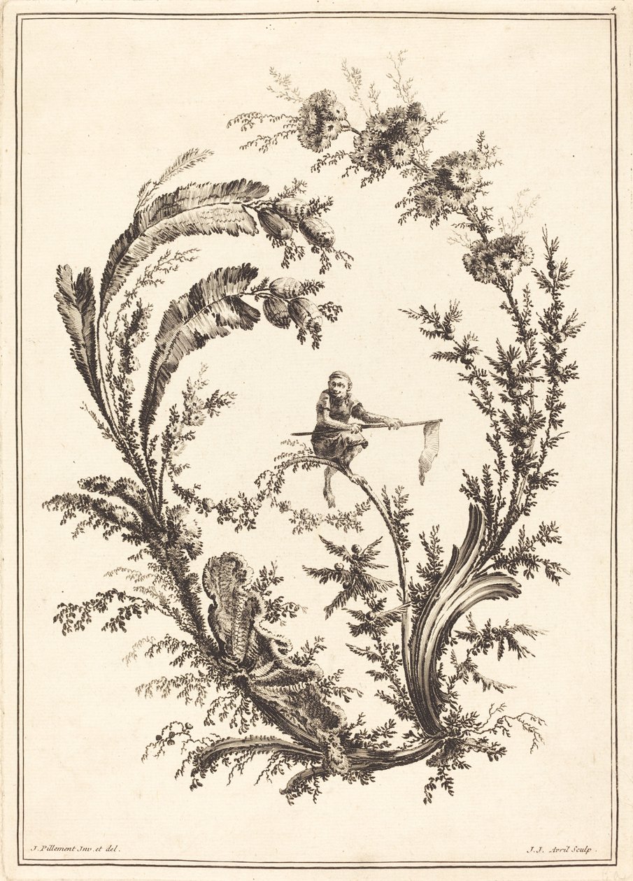 Ornament with a Monkey by Jean Jacques Avril