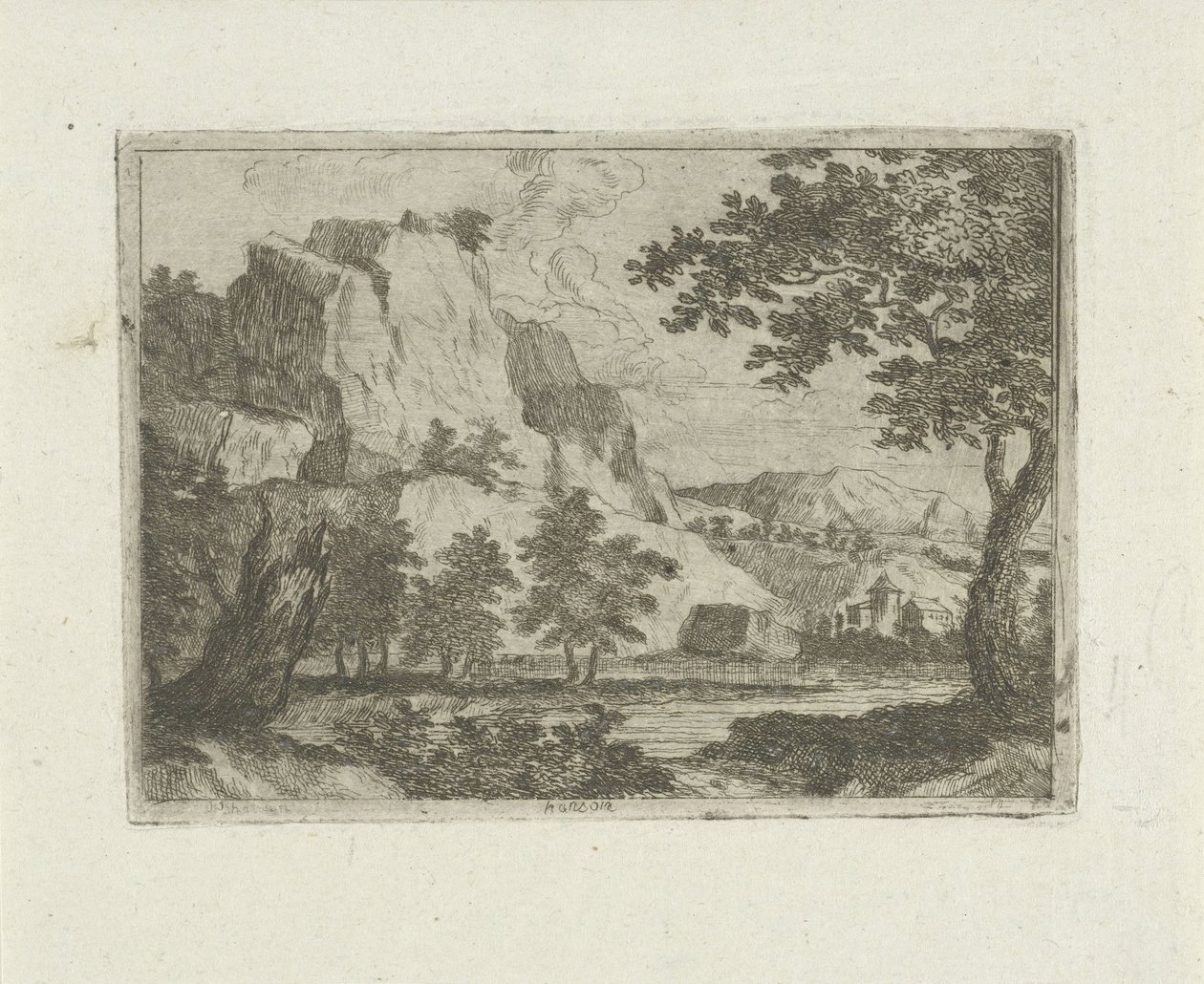 Rock in a River Landscape by Jean Joseph Hanson