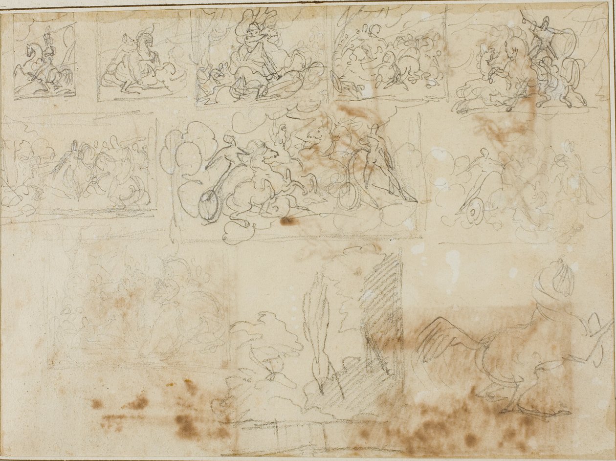 Eleven Compositional Sketches by Jean Louis André Théodore Géricault