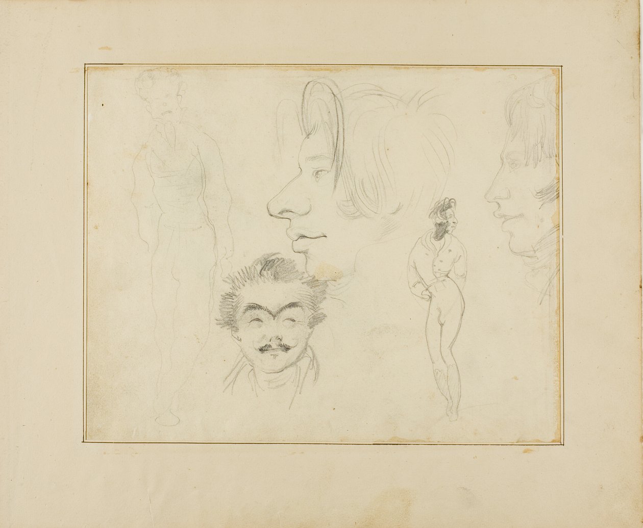 Sheet of Caricatures by Jean Louis André Théodore Géricault